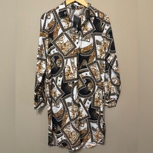 FASHION NOVA NWT Baroque Fashion Chain Design Shirt Dress